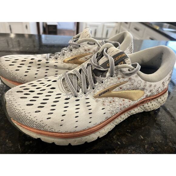 Brooks Glycerin 17 Shoes Womens Size 8 Gray Rose Gold Neutral Running Sneakers - Picture 2 of 11